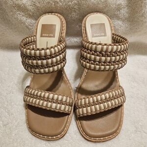 Women's Dolce Vita Woven Wedge Brown Slip-ons. 7.5